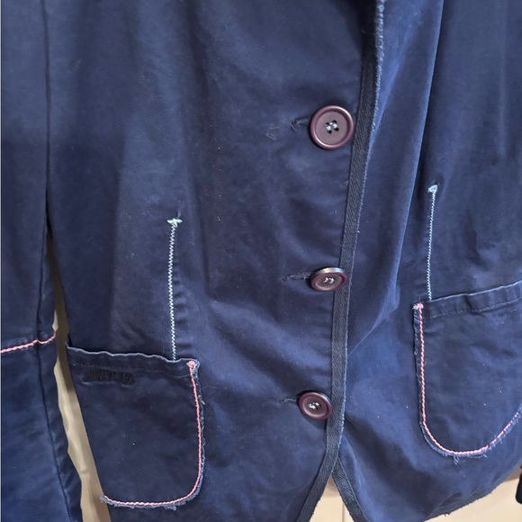 Marithe Francois Girbaud  navy blazer with pink & blue stitching L - Picture 3 of 6